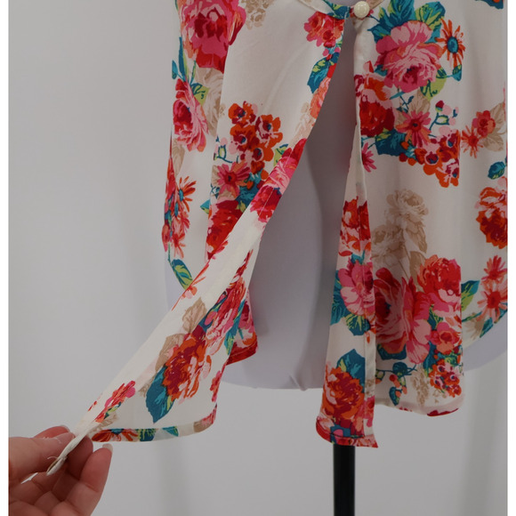 Floral Split Back Cami Top Tropical Coconut Girl Beachy Summer Ibiza Size M - Picture 4 of 7